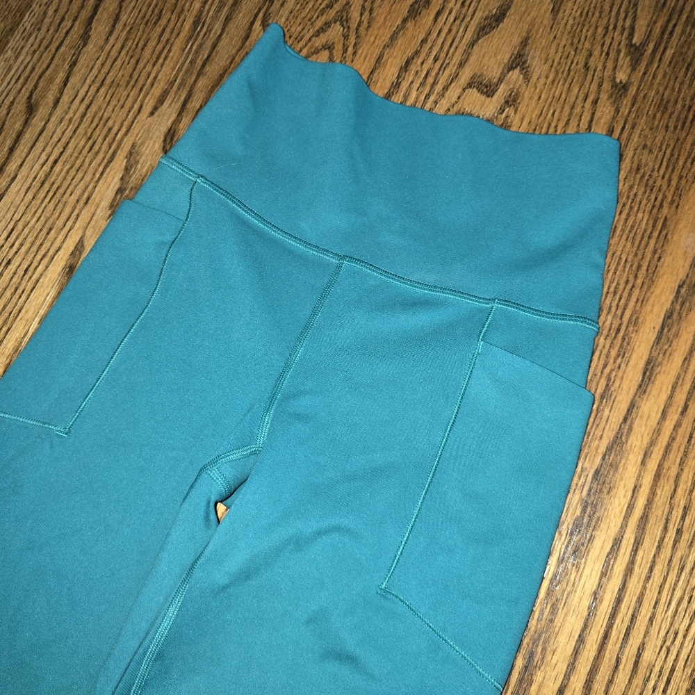 Athleta Teal Salutation Stash Flare-Leg Pants Size XXS - Picture 3 of 5